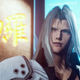 Sephiroth looks intensely off camera, probably talking to Zack or some other Final Fantasy VII soldier.